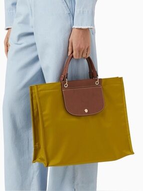 Longchamp Cabas Nylon Tote with Leather Flap